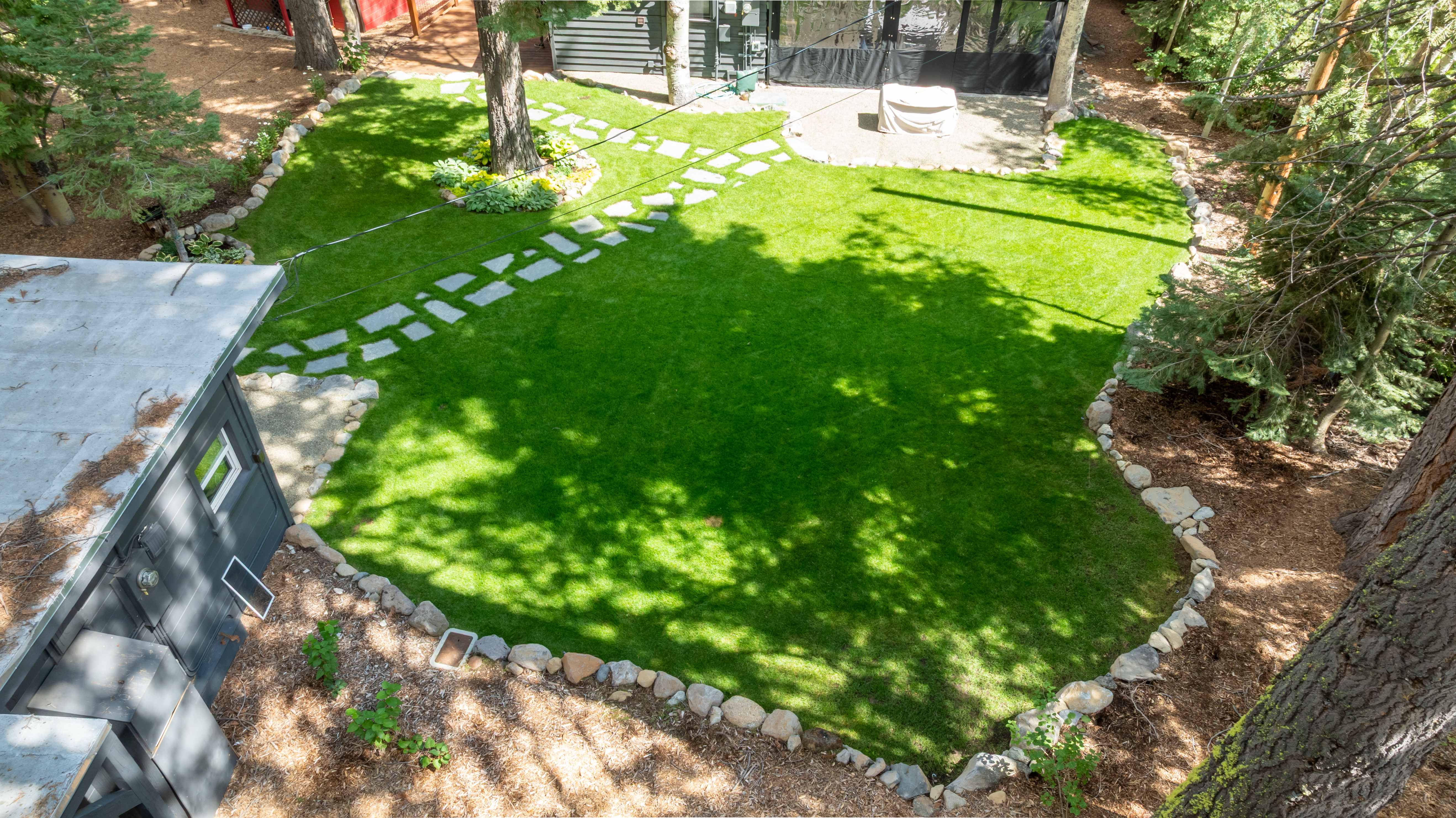 Custom landscape installation project in Lake Tahoe featuring mountain-ready plant design